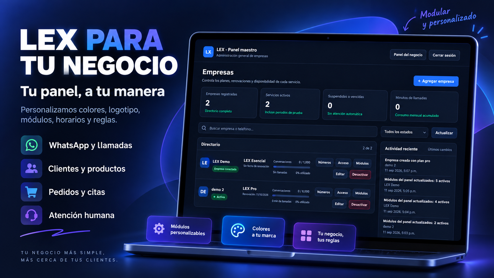 Panel personalizable de LEX